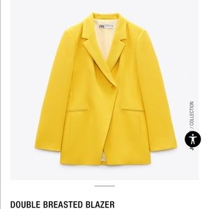 Zara Double Breasted Yellow Blazer